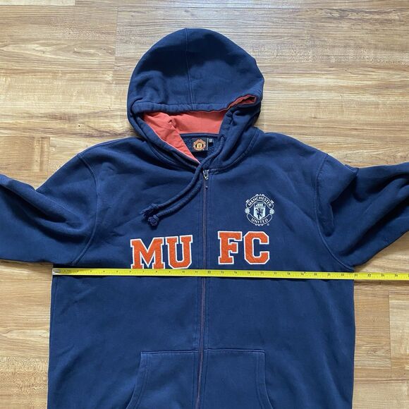 MANCHESTER UNITED Football GGMU L Navy Blue Hoodie Soccer Outerwear Full Zip* - Picture 12 of 16